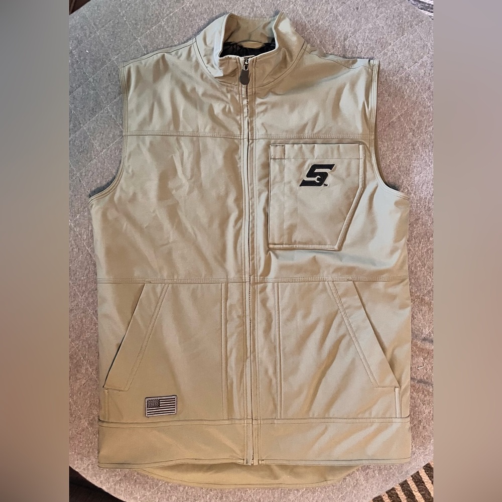 SNAP ON Medium Green with Black Logo Quilted Vest Excellent Condition